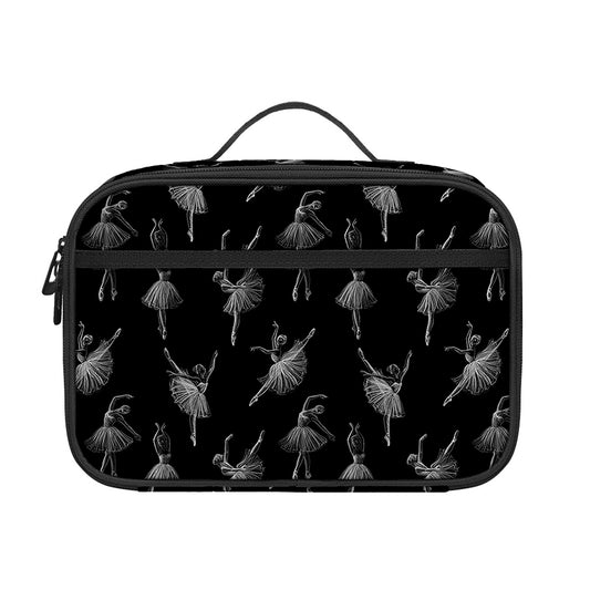 Black And White Ballet Pattern Print Portable Lunch Bag
