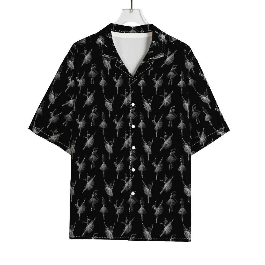 Black And White Ballet Pattern Print Rayon Hawaiian Shirt