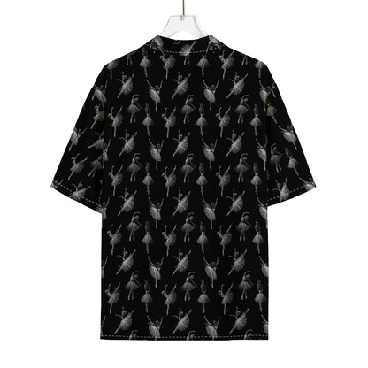 Black And White Ballet Pattern Print Rayon Hawaiian Shirt