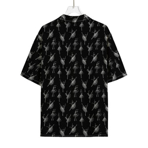 Black And White Ballet Pattern Print Rayon Hawaiian Shirt