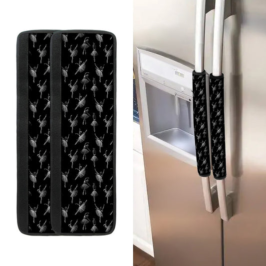 Black And White Ballet Pattern Print Refrigerator Handle Covers