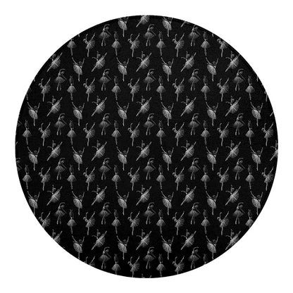Black And White Ballet Pattern Print Round Blanket