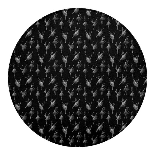 Black And White Ballet Pattern Print Round Blanket