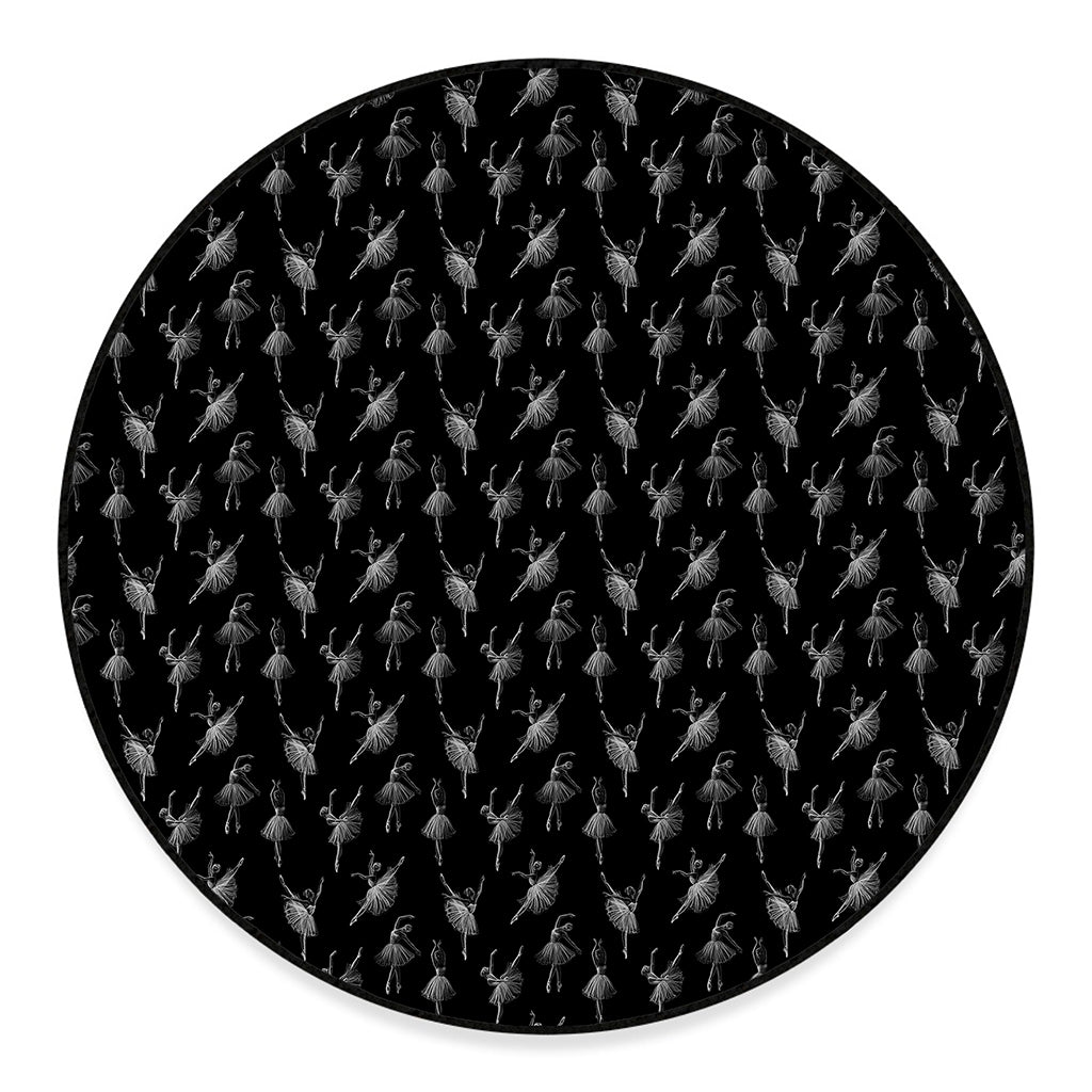 Black And White Ballet Pattern Print Round Floor Mat