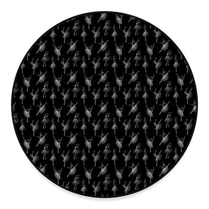Black And White Ballet Pattern Print Round Floor Mat