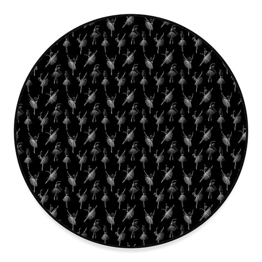 Black And White Ballet Pattern Print Round Floor Mat