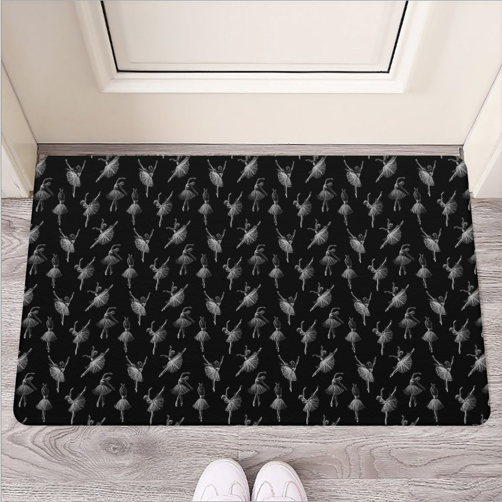 Black And White Ballet Pattern Print Rubber Doormat