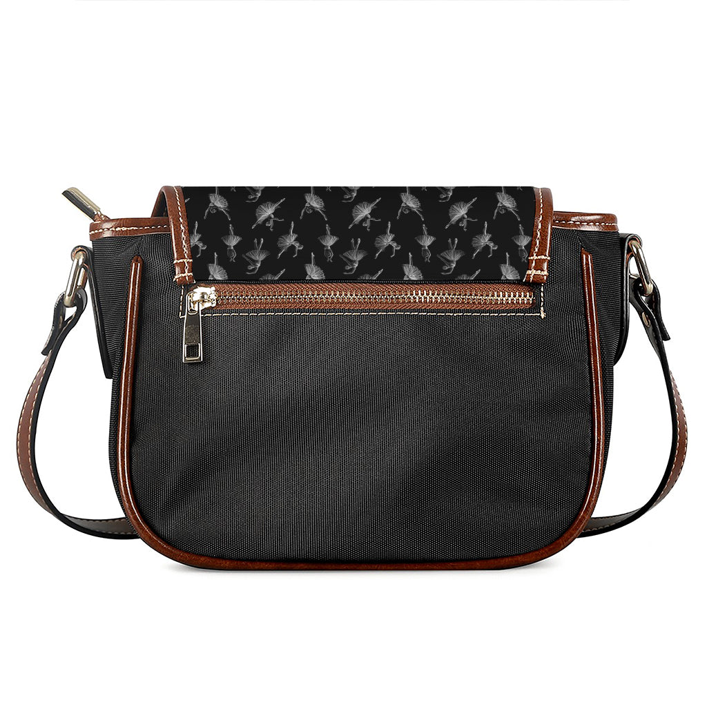 Black And White Ballet Pattern Print Saddle Bag