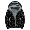 Black And White Ballet Pattern Print Sherpa Lined Zip Up Hoodie