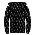 Black And White Ballet Pattern Print Sherpa Lined Zip Up Hoodie