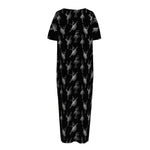 Black And White Ballet Pattern Print Short Sleeve Long Nightdress