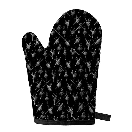 Black And White Ballet Pattern Print Single Oven Mitt
