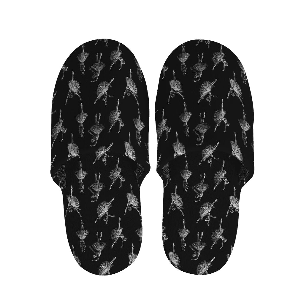 Black And White Ballet Pattern Print Slippers