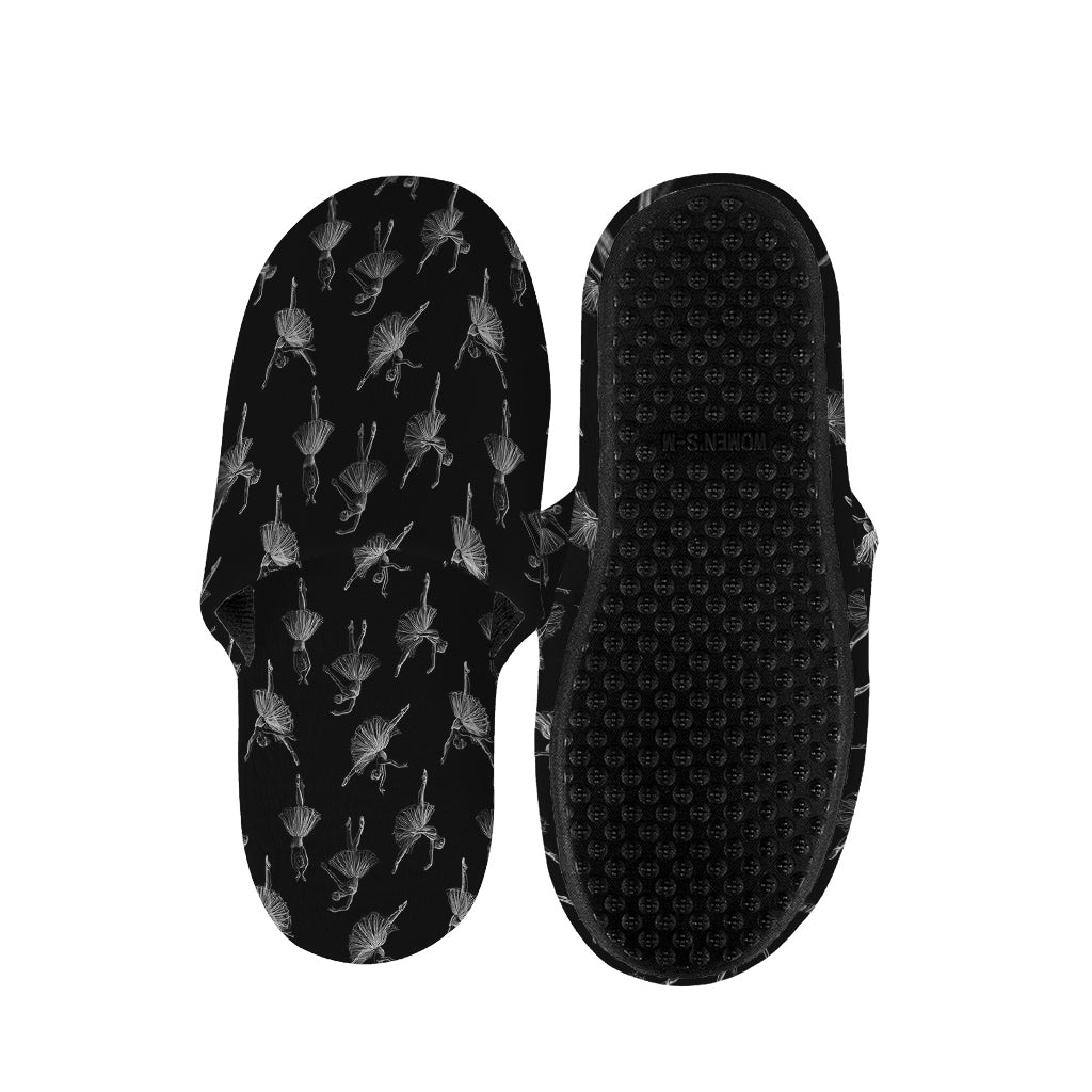 Black And White Ballet Pattern Print Slippers