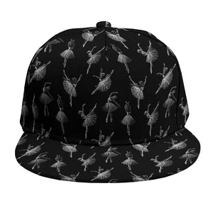 Black And White Ballet Pattern Print Snapback Cap