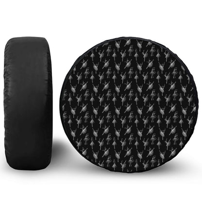 Black And White Ballet Pattern Print Tire Cover