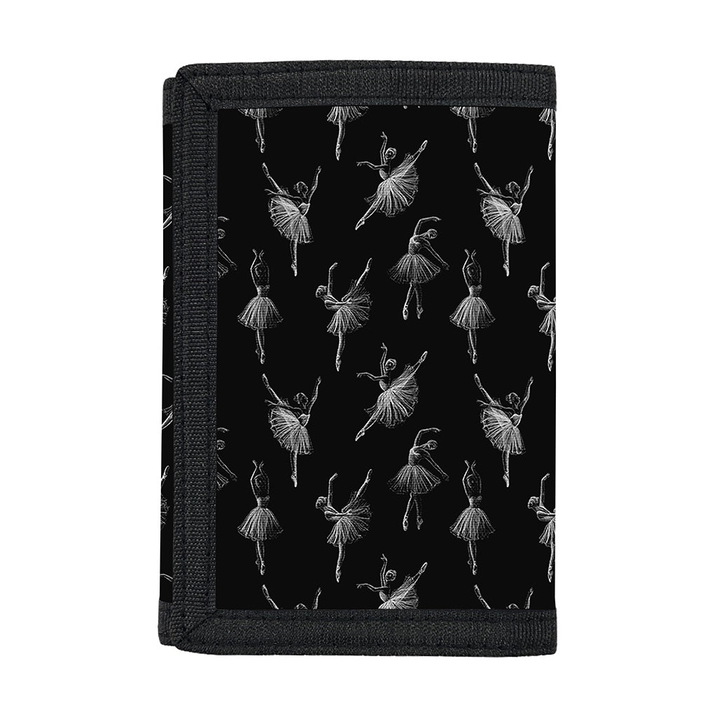 Black And White Ballet Pattern Print Trifold Wallet