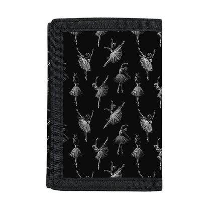 Black And White Ballet Pattern Print Trifold Wallet