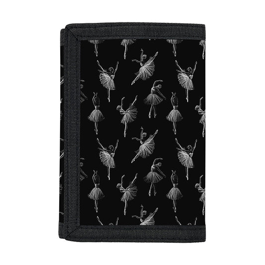 Black And White Ballet Pattern Print Trifold Wallet