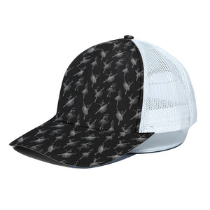 Black And White Ballet Pattern Print White Mesh Trucker Cap