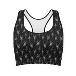 Black And White Ballet Pattern Print Women's Sports Bra