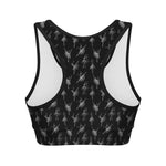 Black And White Ballet Pattern Print Women's Sports Bra