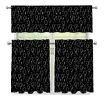 Black And White Balloon Pattern Print 3 Piece Kitchen Curtains