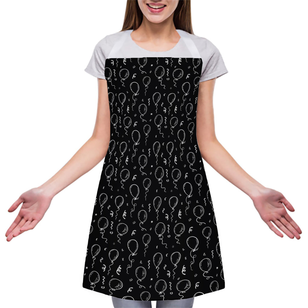 Black And White Balloon Pattern Print Adjustable Apron