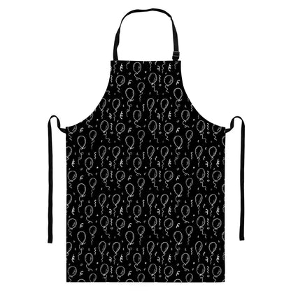 Black And White Balloon Pattern Print Bib Apron With Pocket