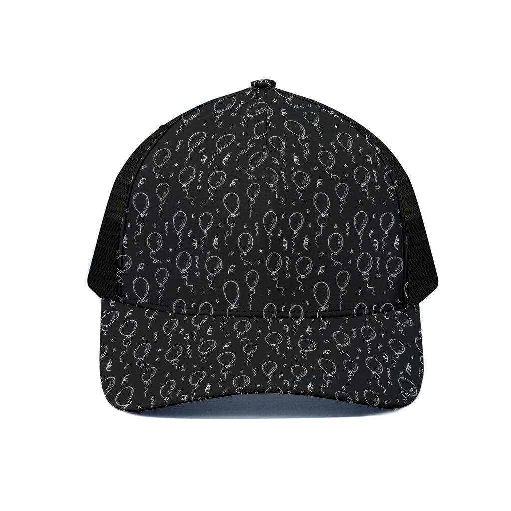 Black And White Balloon Pattern Print Black Mesh Trucker Cap