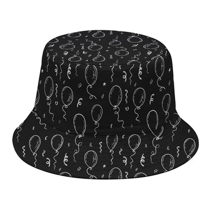 Black And White Balloon Pattern Print Bucket Hat