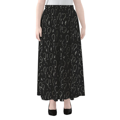 Black And White Balloon Pattern Print Chiffon Maxi Skirt
