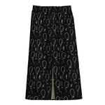 Black And White Balloon Pattern Print Cotton Front Slit Maxi Skirt