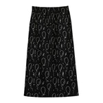 Black And White Balloon Pattern Print Cotton Front Slit Maxi Skirt