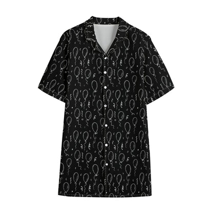 Black And White Balloon Pattern Print Cotton Hawaiian Shirt
