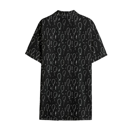 Black And White Balloon Pattern Print Cotton Hawaiian Shirt