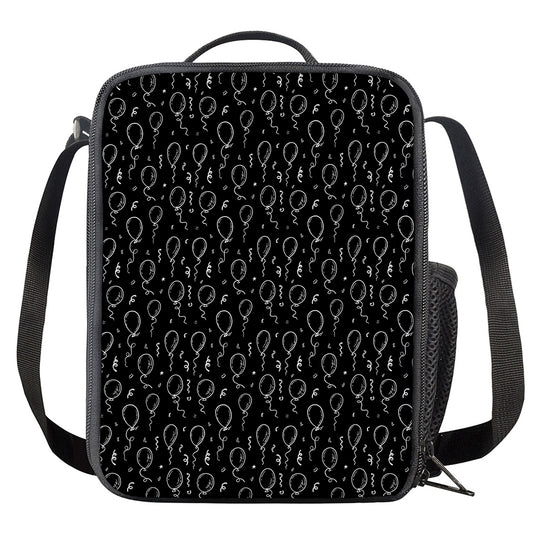 Black And White Balloon Pattern Print Crossbody Lunch Bag