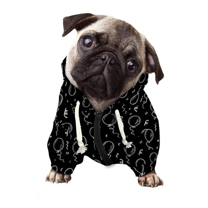 Black And White Balloon Pattern Print Dog Zip Up Hoodie