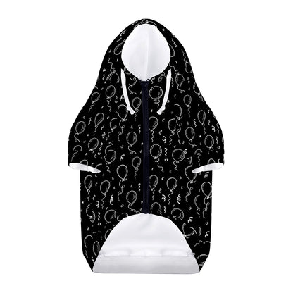 Black And White Balloon Pattern Print Dog Zip Up Hoodie
