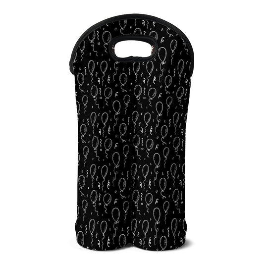 Black And White Balloon Pattern Print Double Neoprene Wine Tote