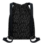 Black And White Balloon Pattern Print Drawstring Backpack