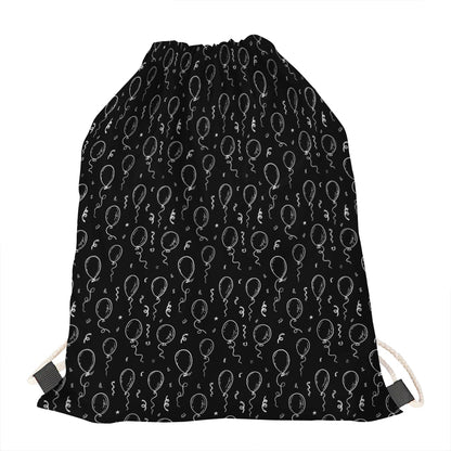 Black And White Balloon Pattern Print Drawstring Bag