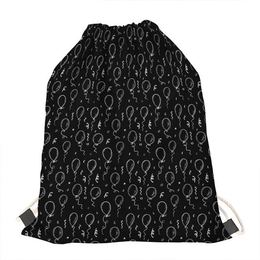 Black And White Balloon Pattern Print Drawstring Bag
