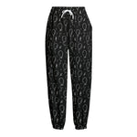 Black And White Balloon Pattern Print Fleece Lined Knit Pants