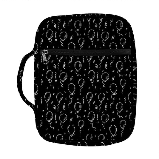 Black And White Balloon Pattern Print Front Pocket Bible Bag