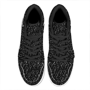 Black And White Balloon Pattern Print High Top Leather Sneakers