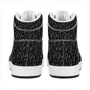 Black And White Balloon Pattern Print High Top Leather Sneakers