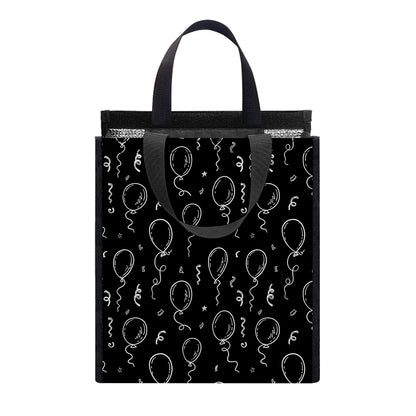 Black And White Balloon Pattern Print Insulated Lunch Tote