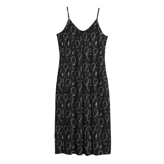 Black And White Balloon Pattern Print Jersey Midi Cami Dress