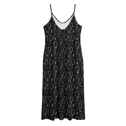 Black And White Balloon Pattern Print Jersey Midi Cami Dress